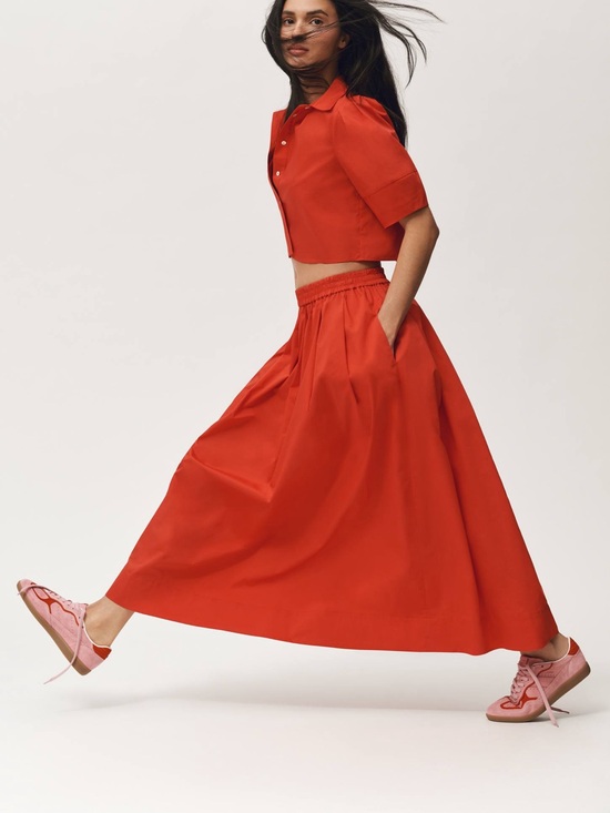 Maeve Dresses & Skirts - Maeve Anthropologie Red Maxi Skirt NWT Medium Elastic Waist Pockets